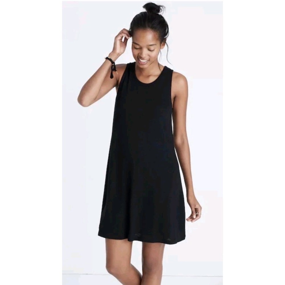 MADEWELL Women XXS Black Sleeveless Highpoint Tank Dress Beach Lightweight Swim